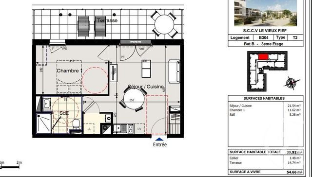 Appartement T2 à louer - 2 pièces - 39.92 m2 - OLONNE SUR MER - 85 - PAYS-DE-LOIRE - Century 21 Bleu Marine