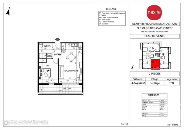 Appartement T2 à louer - 2 pièces - 42.93 m2 - OLONNE SUR MER - 85 - PAYS-DE-LOIRE - Century 21 Bleu Marine